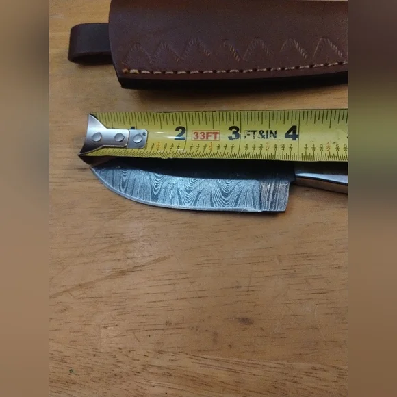 New Men's Handmade Damascus Steel Knife w/ Sheath | Hunting Camping Fixed Blade - Picture 9 of 11